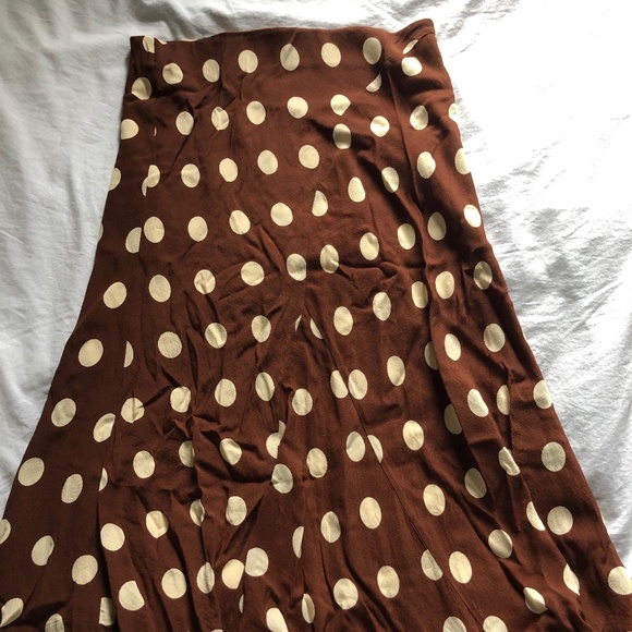 Riki Brown poka dot skirt Midi - Picture 1 of 2